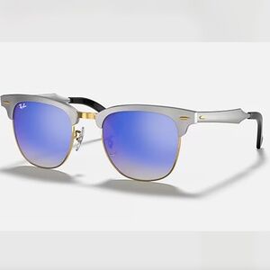 Ray-Ban RB 3507 Clubmaster Aluminum FLASH BLUE LENSES Solid Mirror